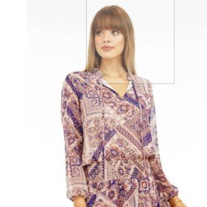 Pleated Neck Smocked Waist Dress